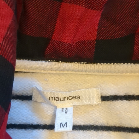 NWT Maurices Striped Hoodie With Hunter Plaid Contrast - Picture 5 of 10